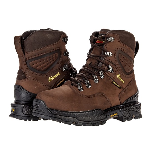 Thorogood Infinity FDシリーズ 6インチ 防水 コンポジット 安全つま先 ワークブーツ メンズ - プレミアムフルグレインレザーブーツ 吸湿発散ライナー付き 滑 Thorogood Infinity FD Series 6 Inch Black Waterproof Safety Toe